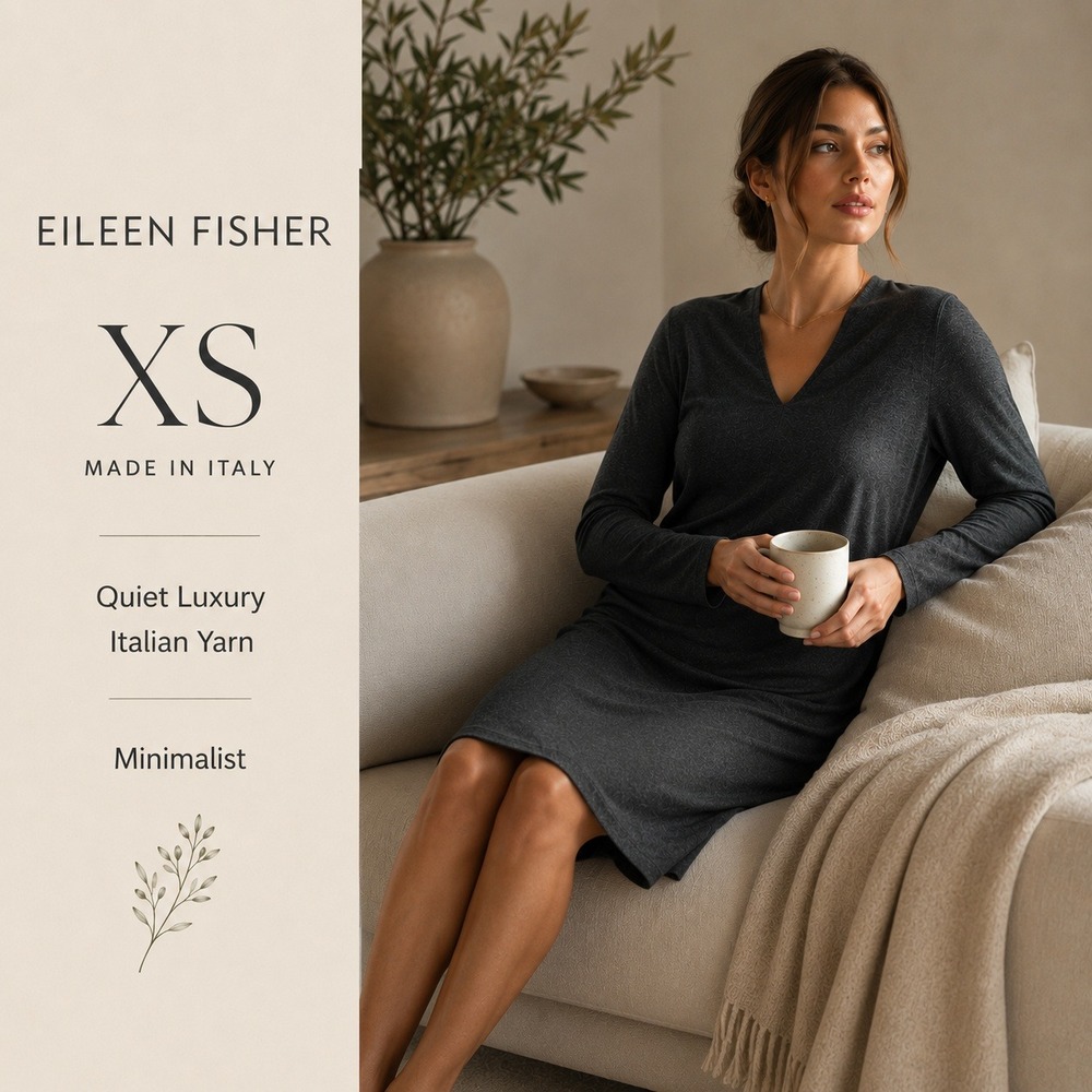 Eileen Fisher Dress Womens XS Gray Heathered A-Line Italian Yarn Jersey Capsule